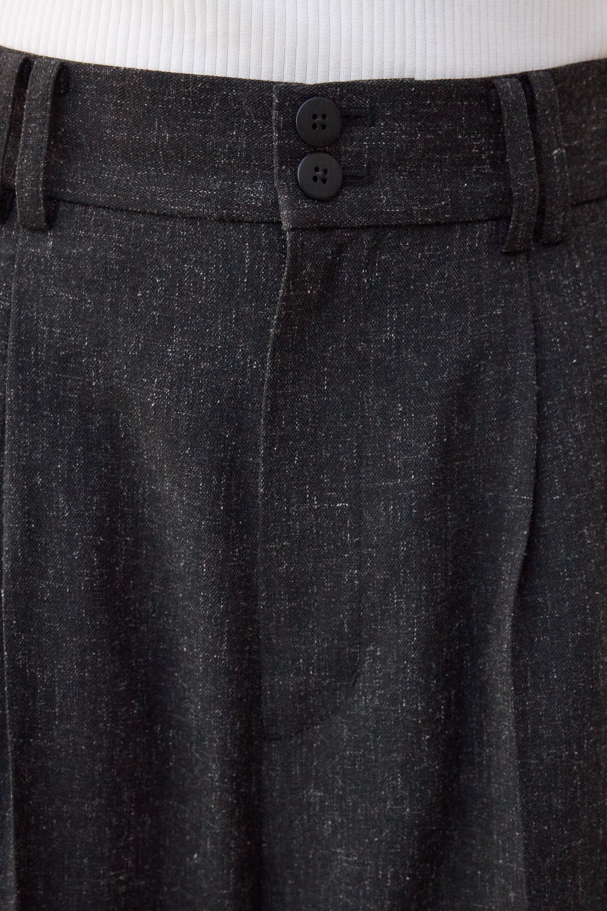 ポリエステルリネンミックスワイドパンツ L/BLK S