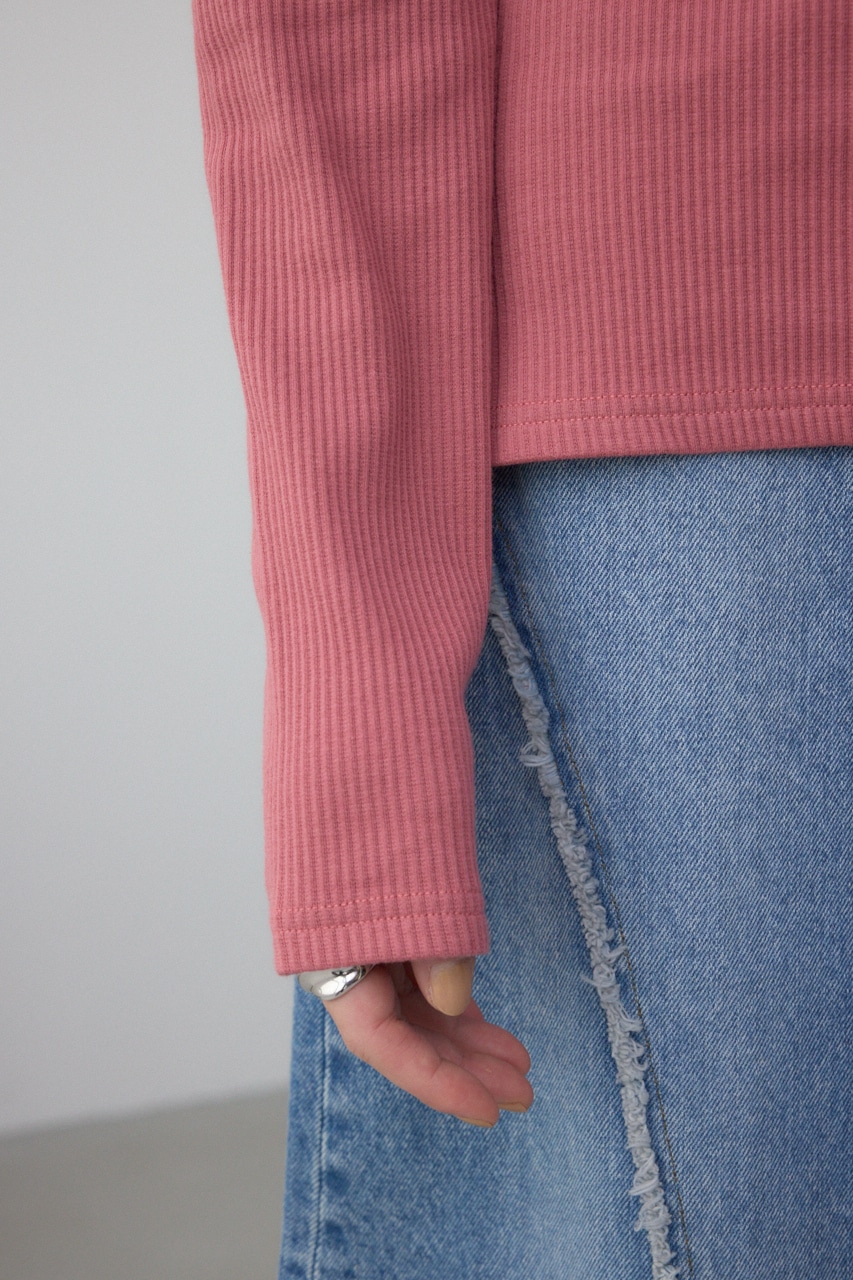 シアーネックリブトップス D/PNK FREE