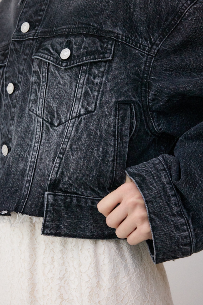AZUL DENIM イレヘムカットデニムジャケット L/BLK FREE