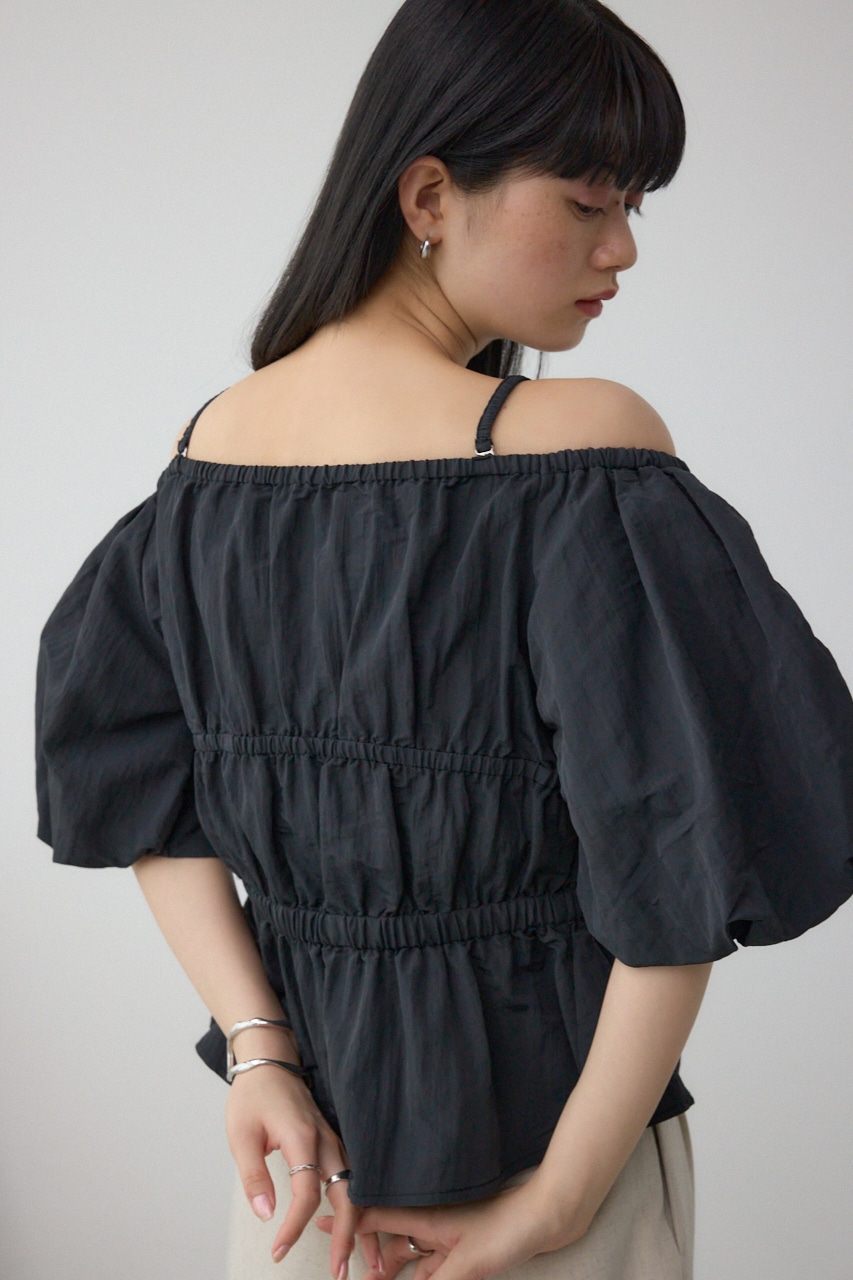 パフショルダー2WAYブラウス BLK FREE