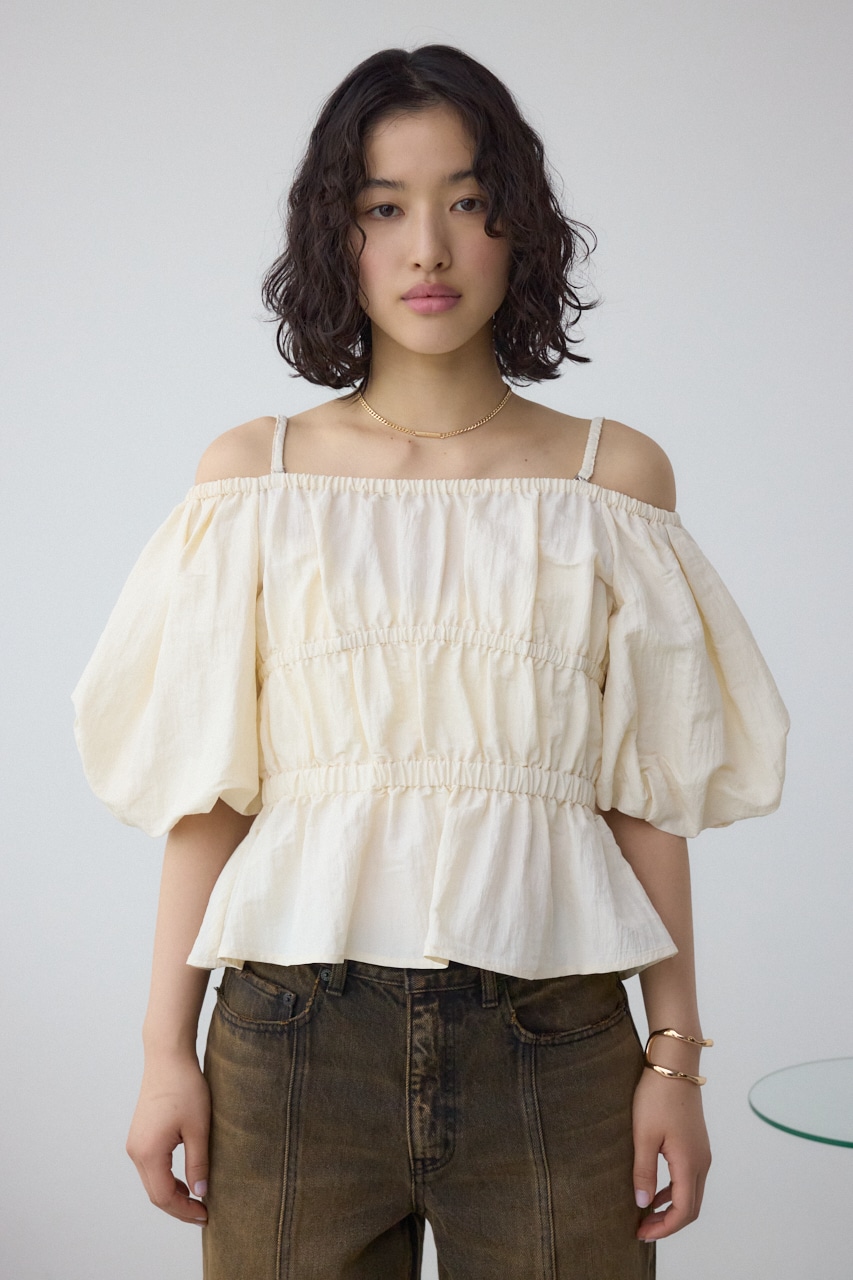 パフショルダー2WAYブラウス IVOY FREE