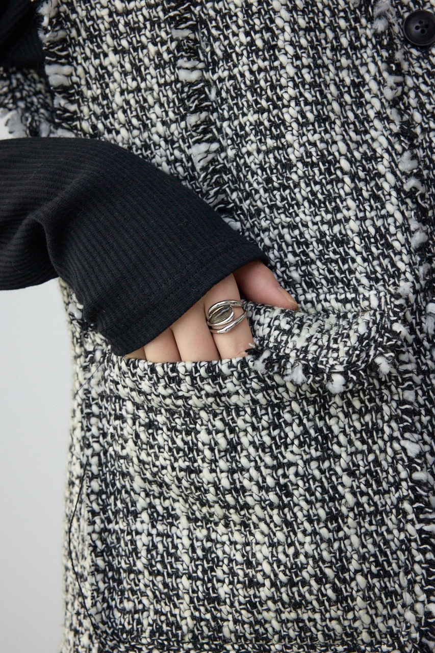 ツイードフリンジベスト 柄WHT FREE