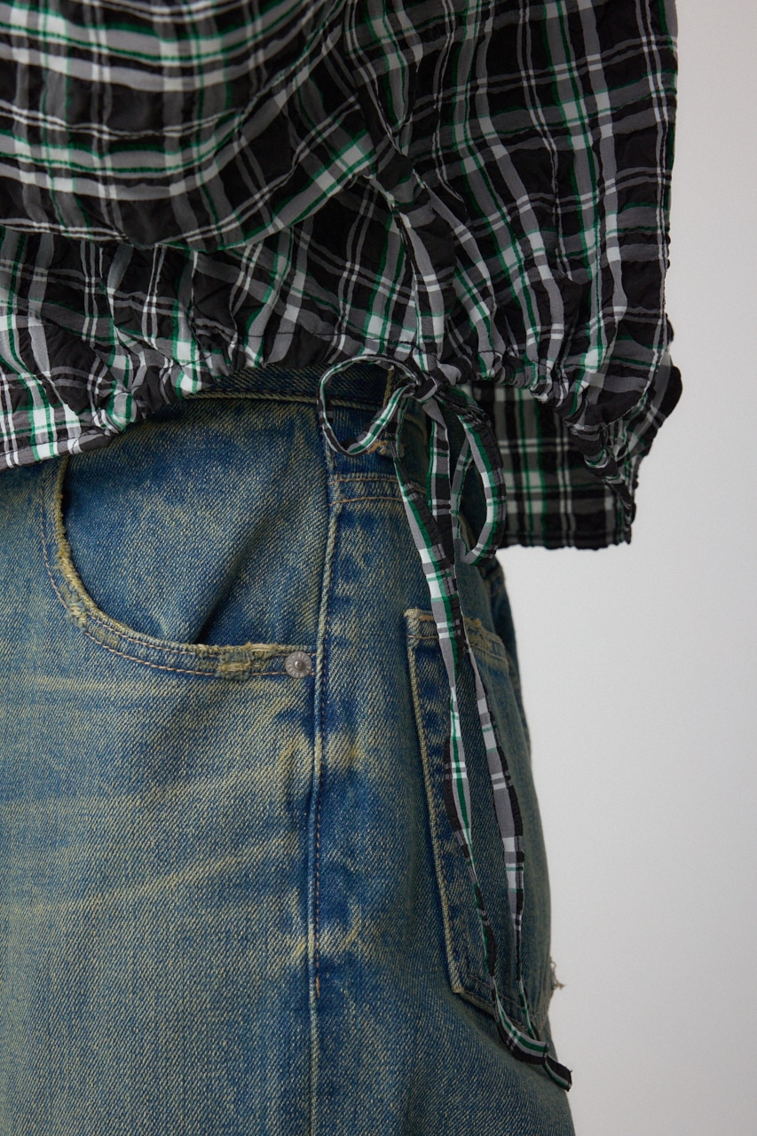 ラウンドヘムドロストシャツ 柄BLK FREE