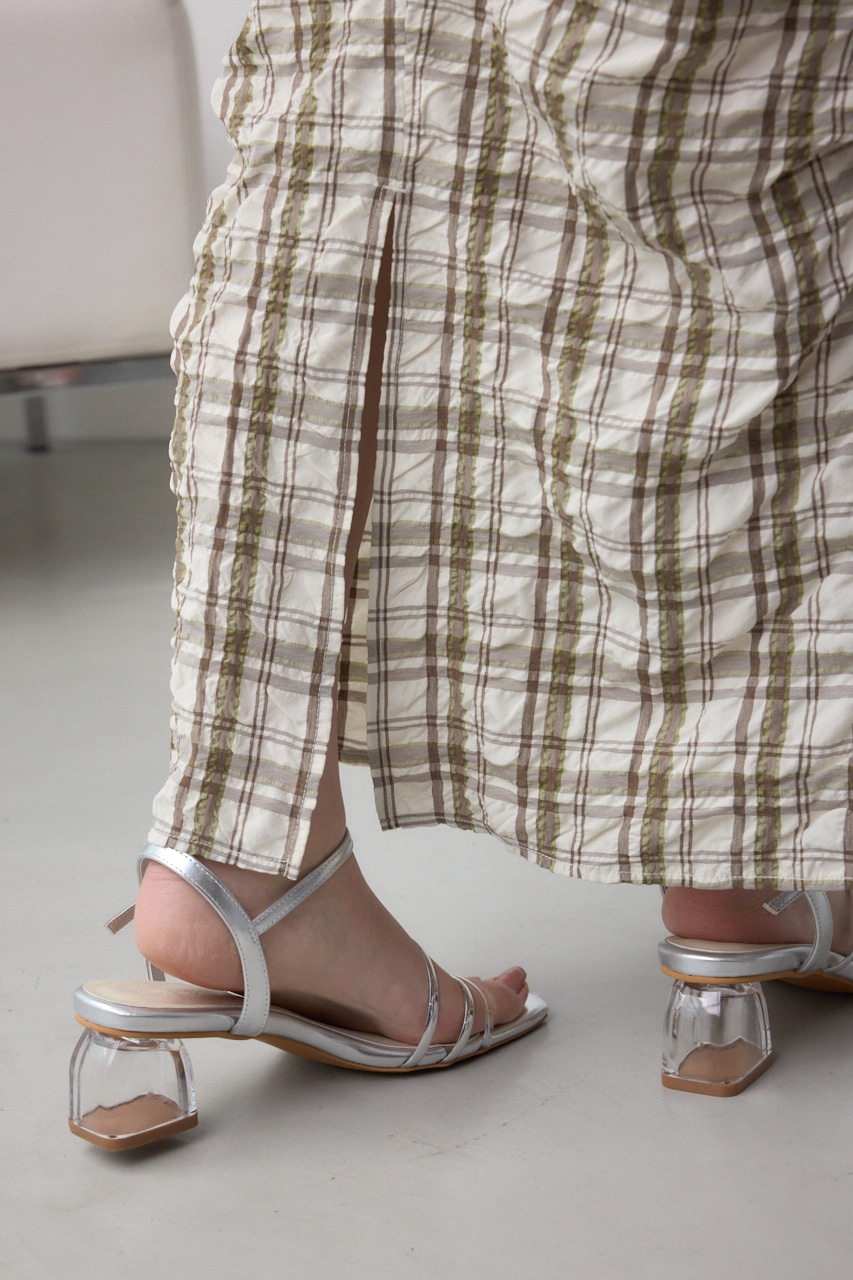 タックドレープチェックスカート 柄WHT M