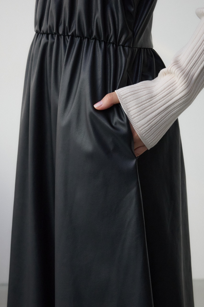 シャーリング2WAYジャンパースカート M/BLK FREE