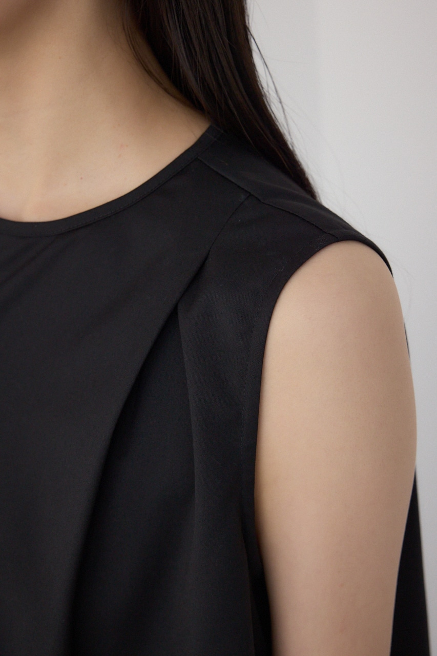 【PLUS】ランダムドレープブラウス BLK FREE