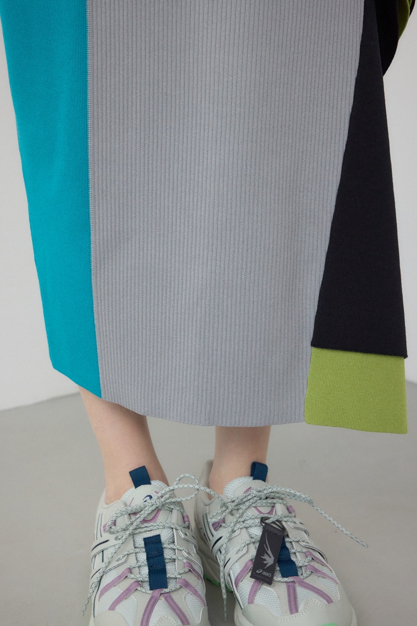 【PLUS】パネルドレープマーメイドスカート 柄GRY M