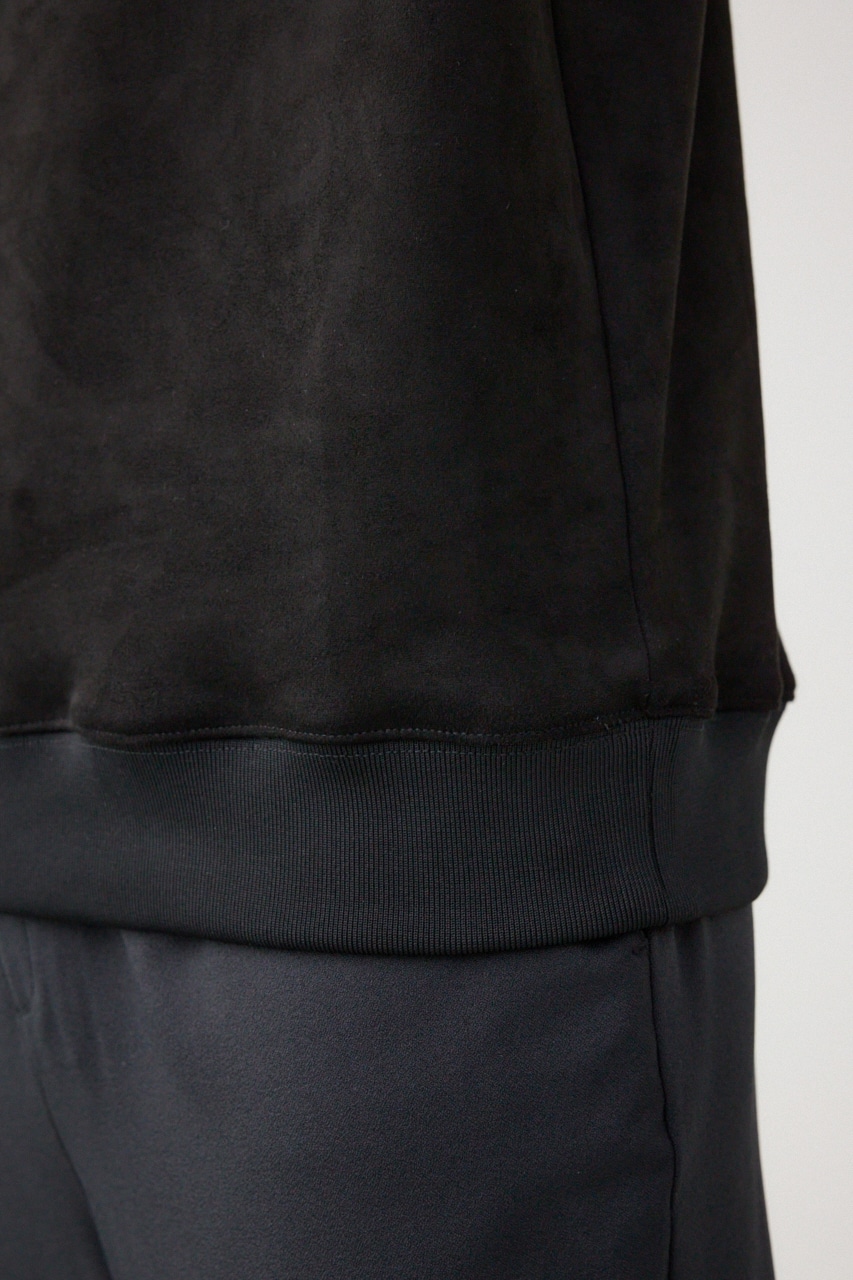 フェイクスウェード刺繍ロゴトップス BLK FREE