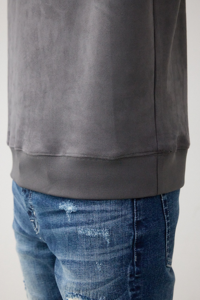 フェイクスウェード刺繍ロゴトップス GRY FREE