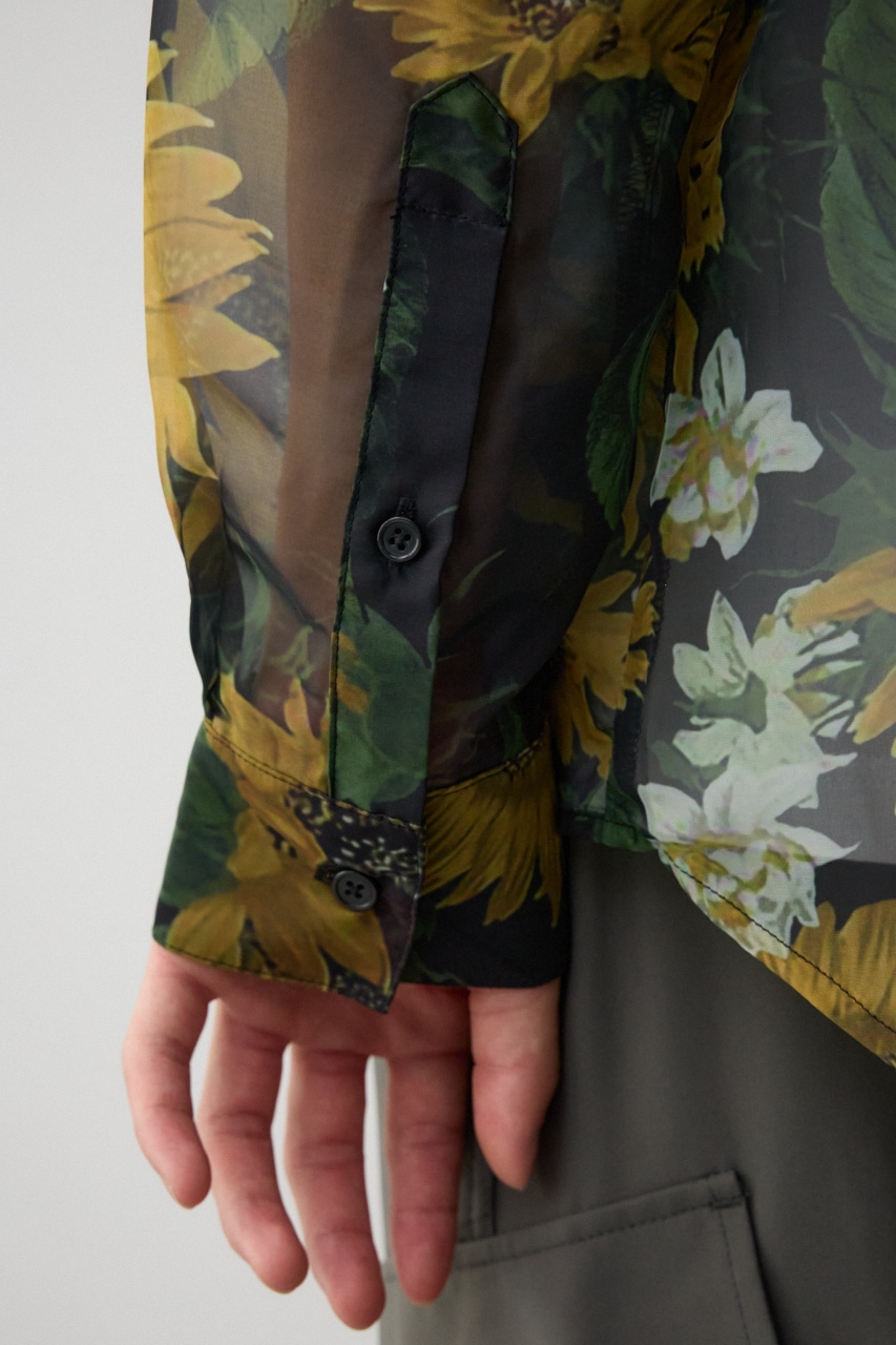 シアー総柄長袖シャツ 柄BLK FREE