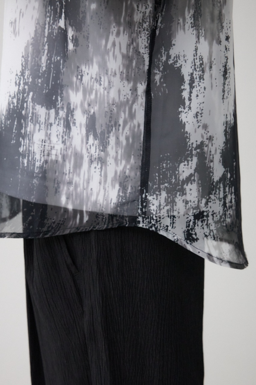 シアー総柄長袖シャツ 柄WHT FREE