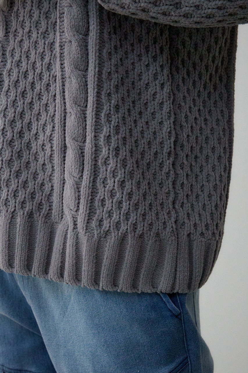 シェニールケーブルニット GRY S-M