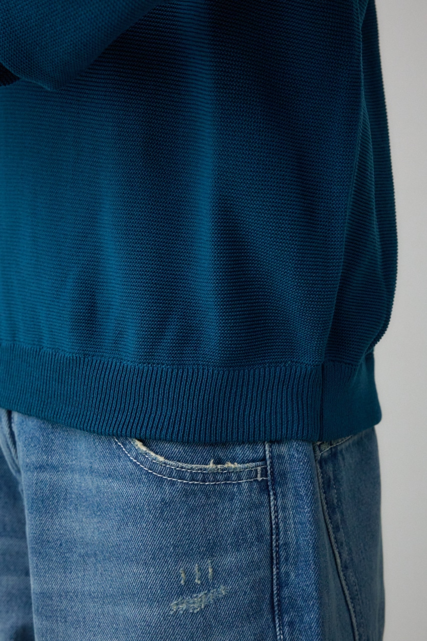 ベーシックガーターニット NVY L