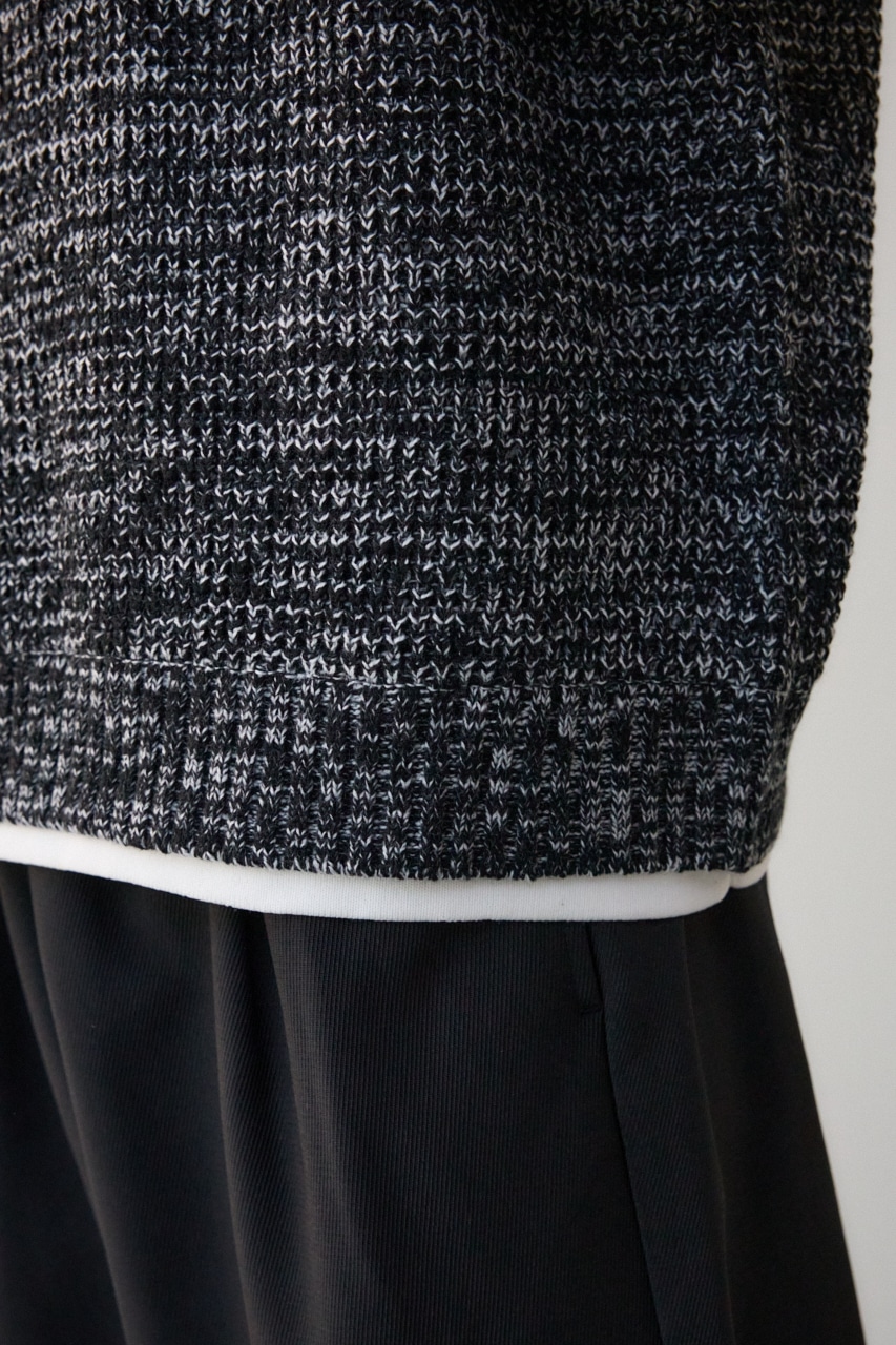 ワッフルレイヤードニット T.GRY L