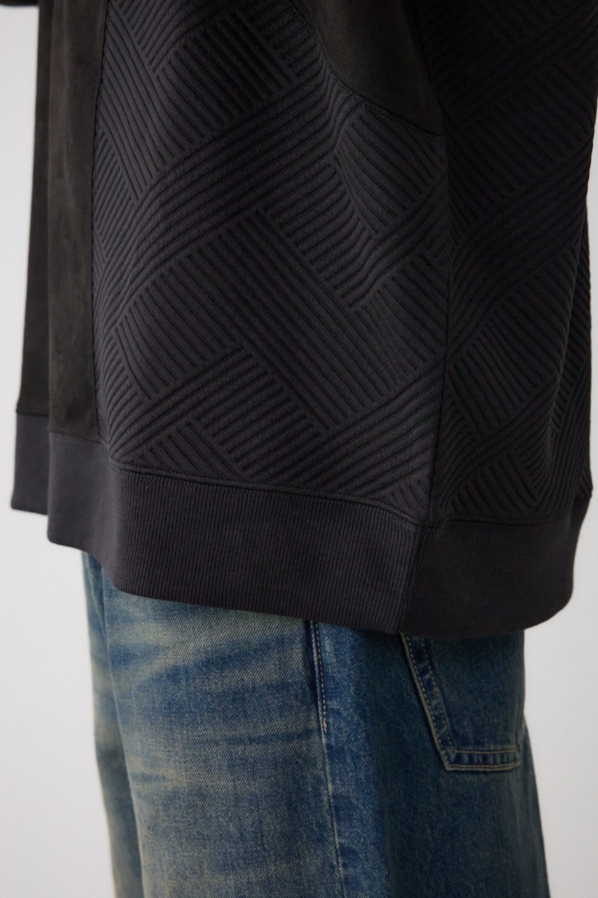 異素材スウィッチングプルオーバー 柄BLK M