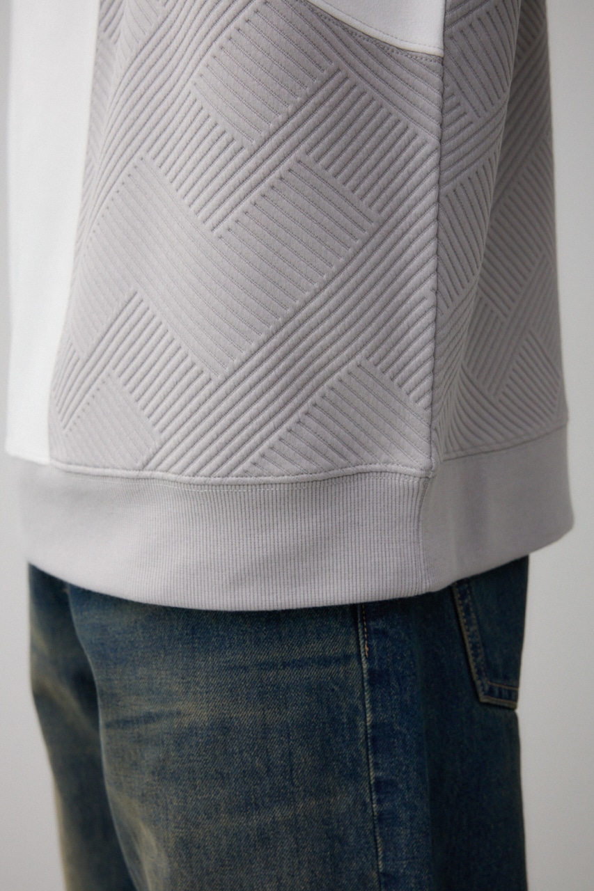 異素材スウィッチングプルオーバー 柄WHT L