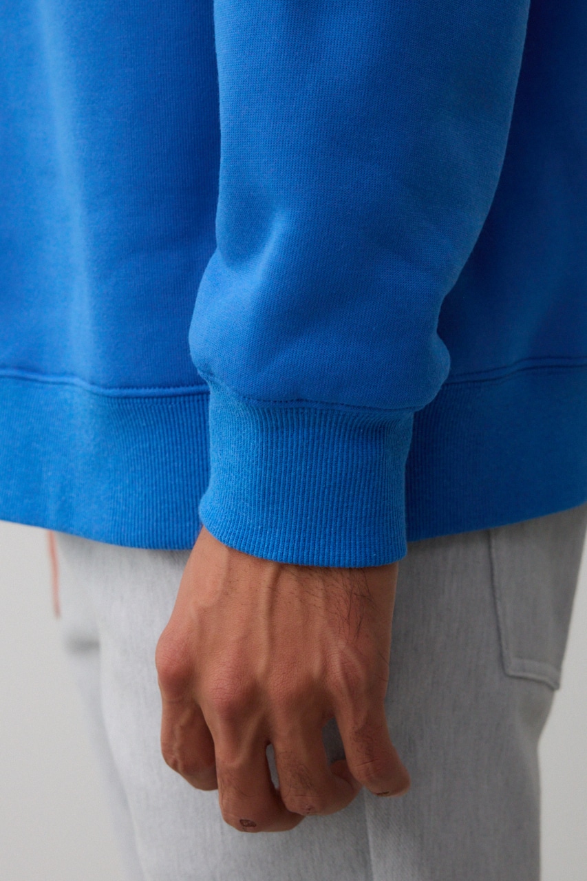 裏起毛ネック刺繍プルオーバー BLU L