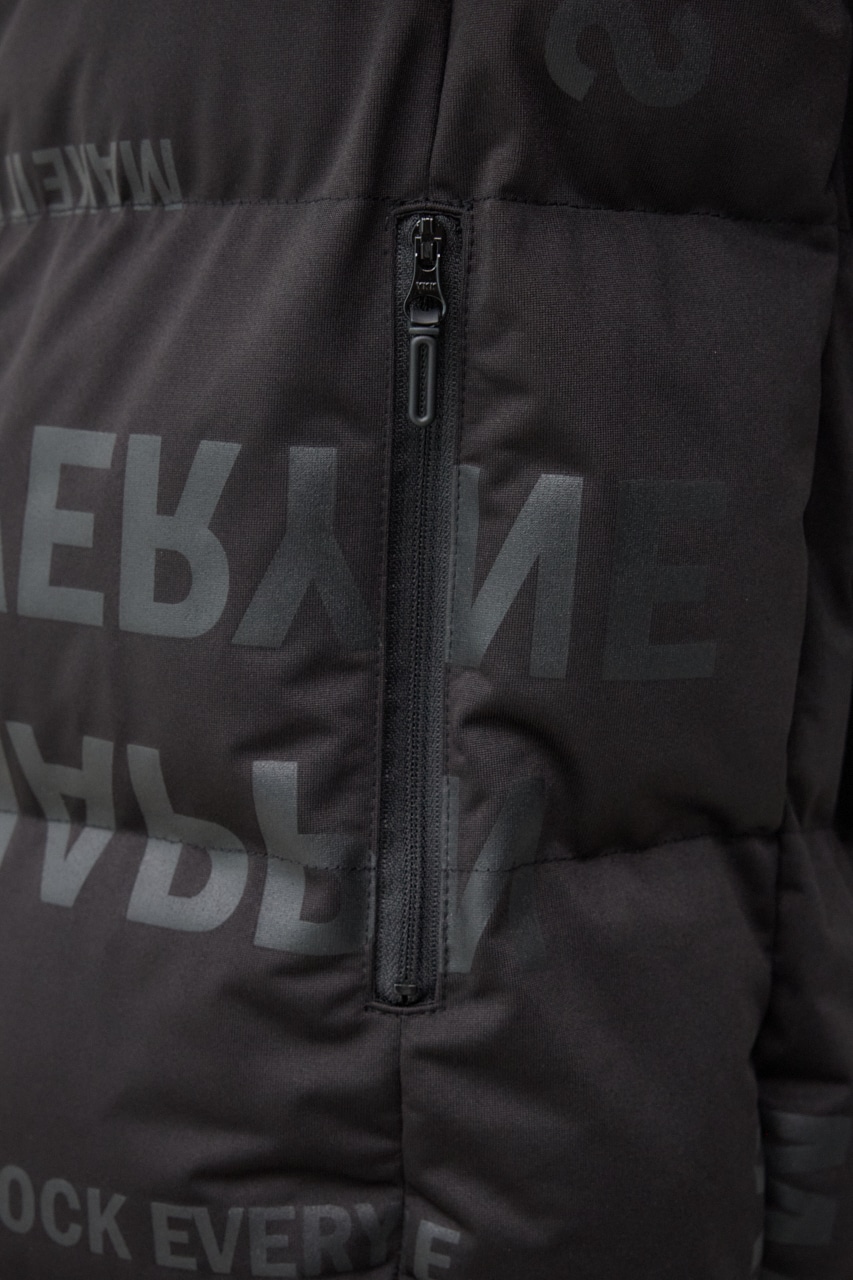 B-HEATプリントオーウェンストレッチ中綿ベスト 柄BLK S-M