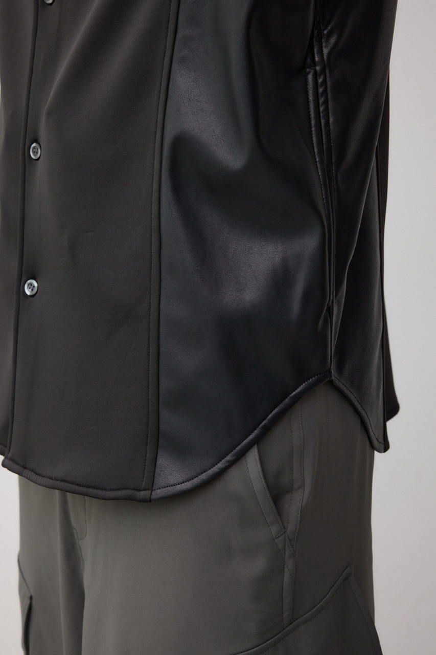 フェイクレザースウィッチングシャツ 柄BLK FREE