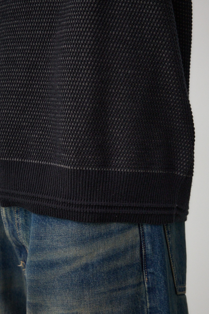 ハニカムベーシッククルーネックニット BLK M