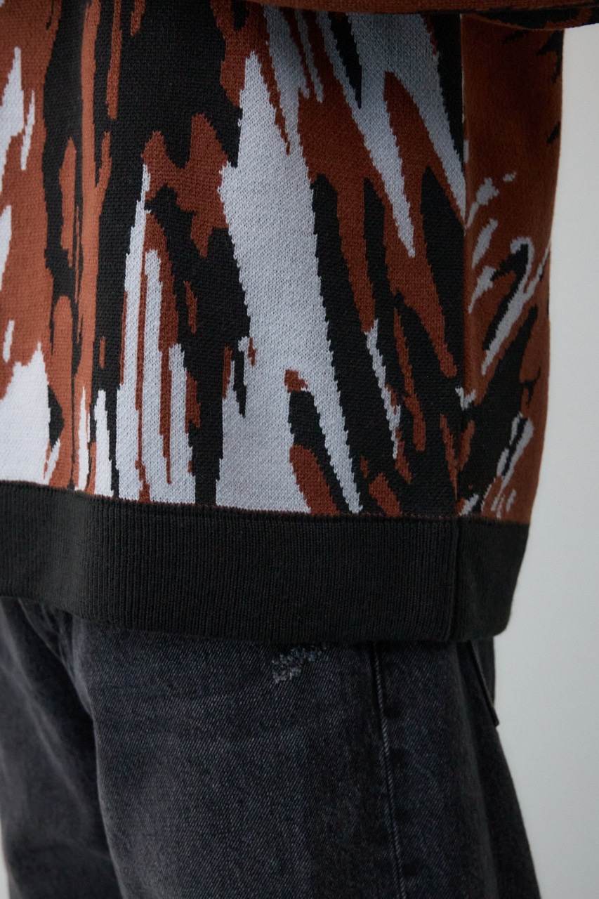 アグリゲーションジャガードニット 柄BRN M