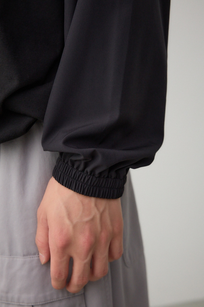 異素材ドッキング刺繍トップス L/BLK FREE