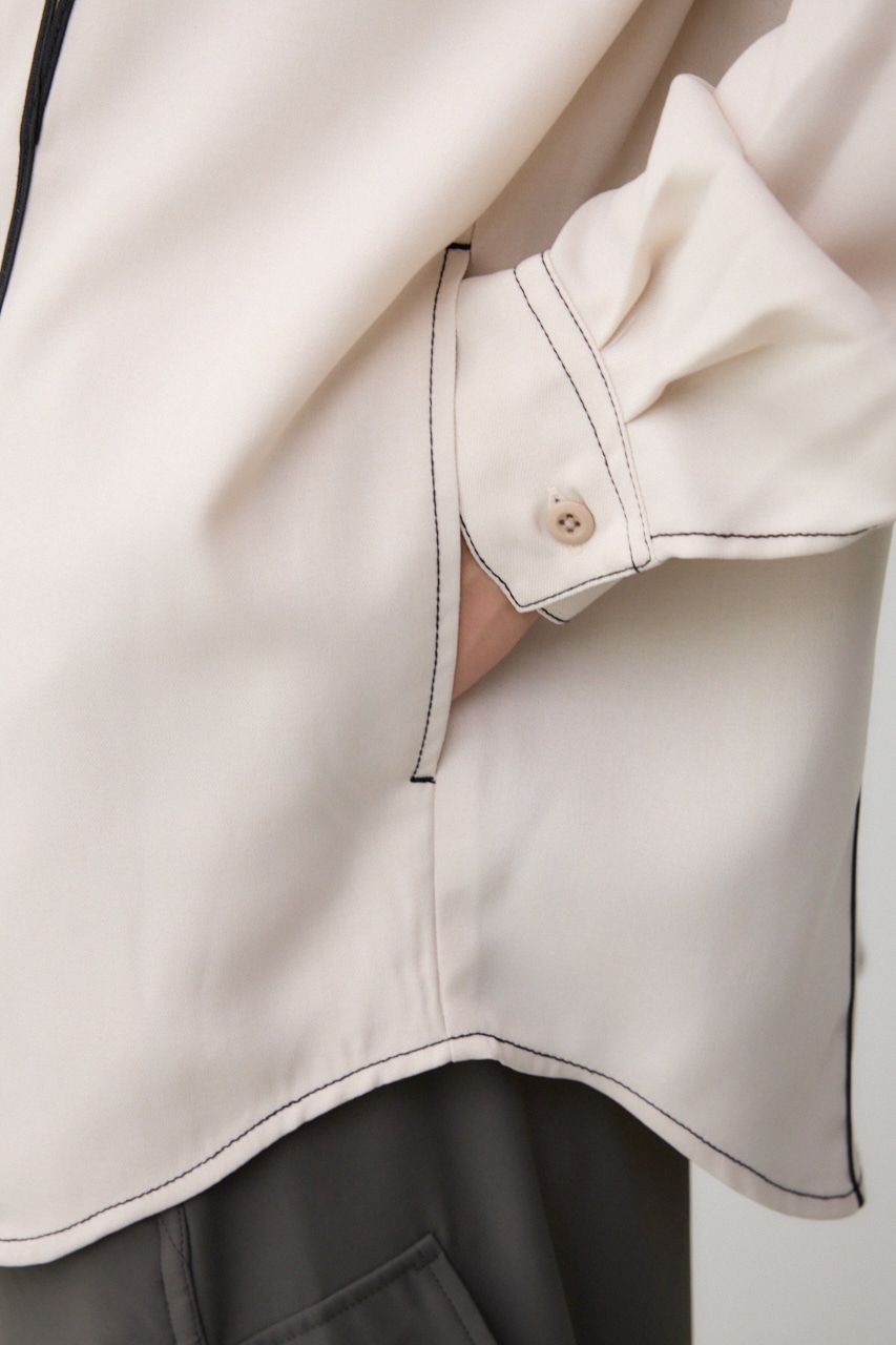 アウトステッチオーバーシャツ O/WHT FREE