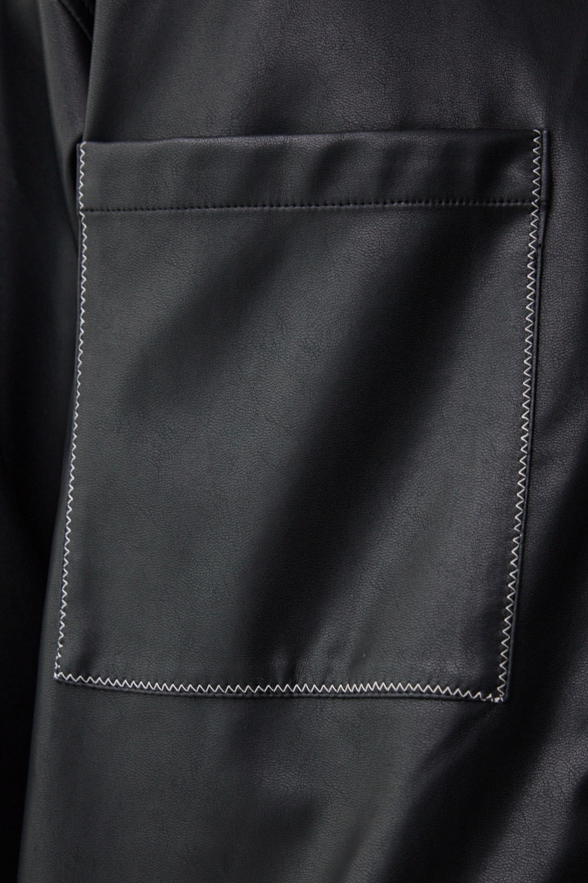 フェイクレザーCPOシャツ BLK FREE