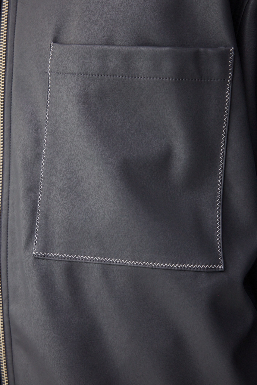 フェイクレザーCPOシャツ C.GRY FREE