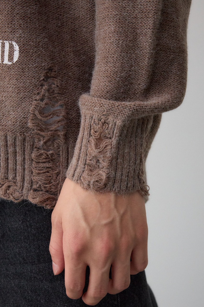 リバーシブルダメージニット BEG FREE