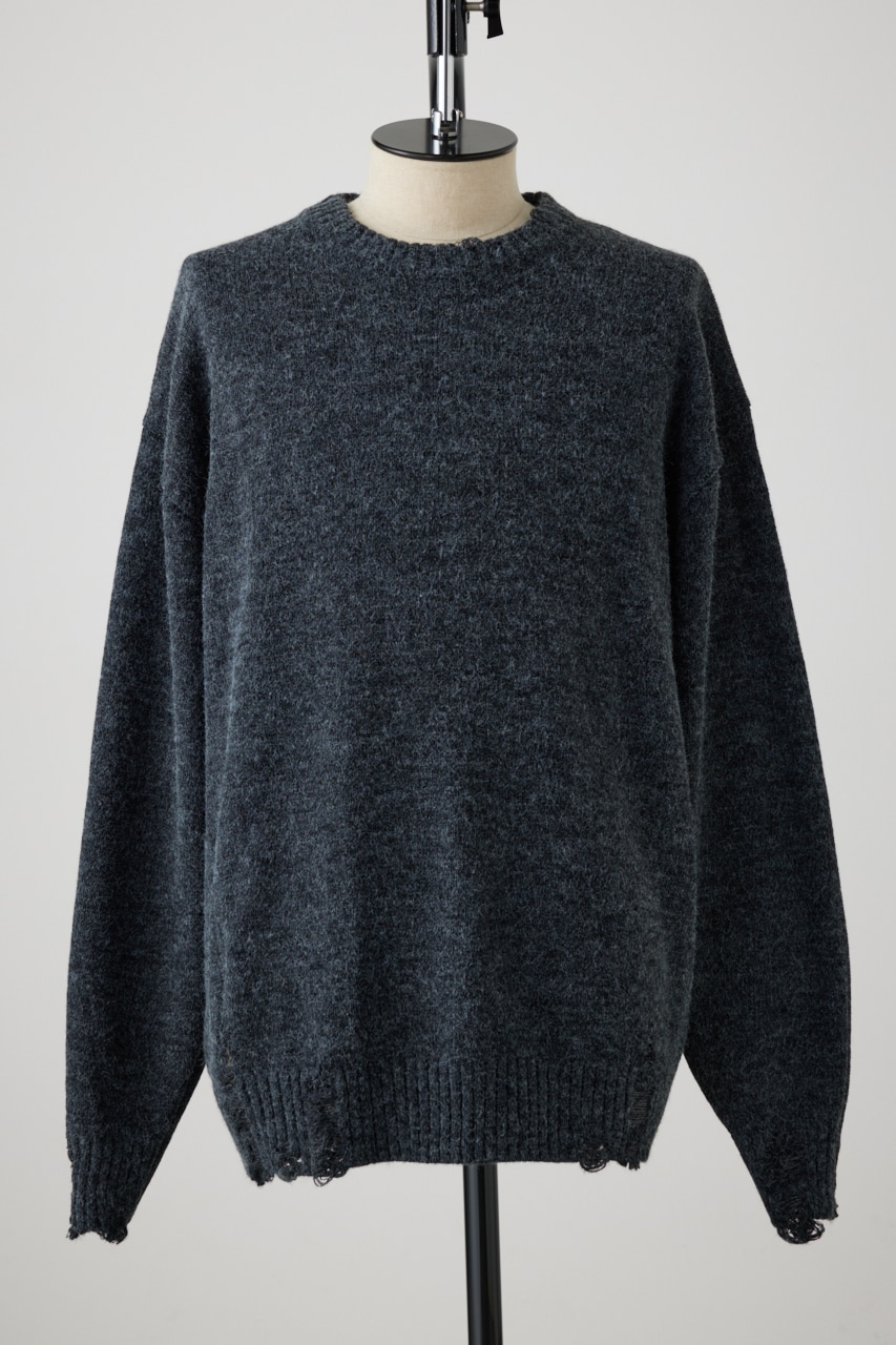 リバーシブルダメージニット C.GRY FREE