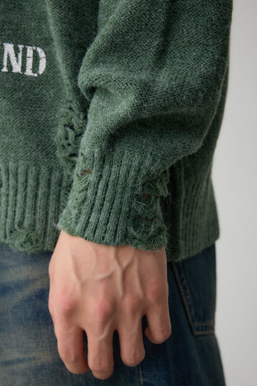 リバーシブルダメージニット GRN FREE