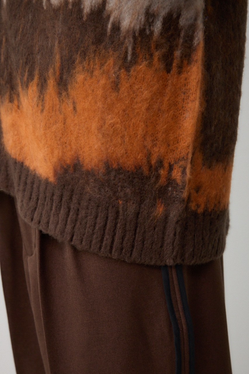 総柄モヘアライクカーディガン 柄BRN FREE