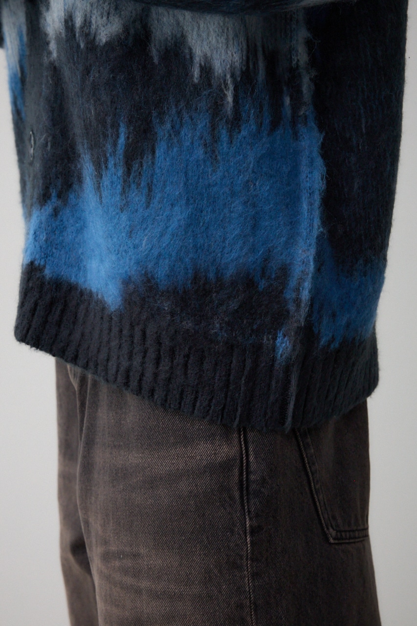 総柄モヘアライクカーディガン 柄NVY FREE