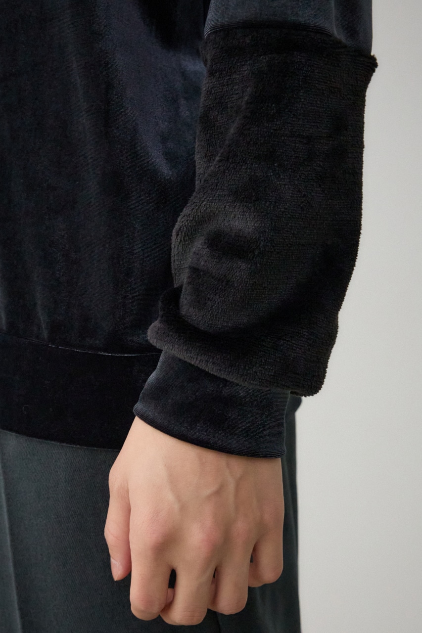 ファーパイルベロアドッキングトップス BLK FREE