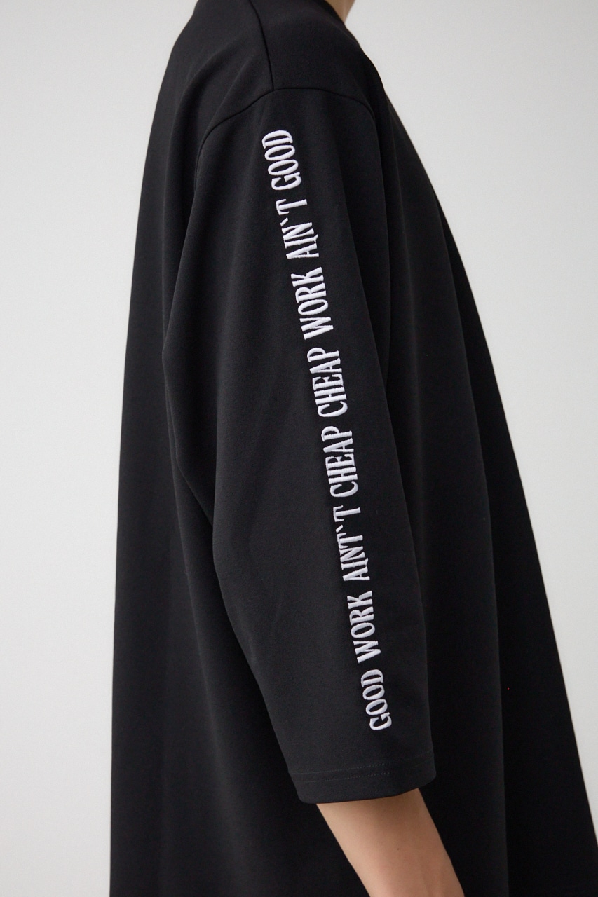 袖刺繍8分袖ビッグT BLK FREE