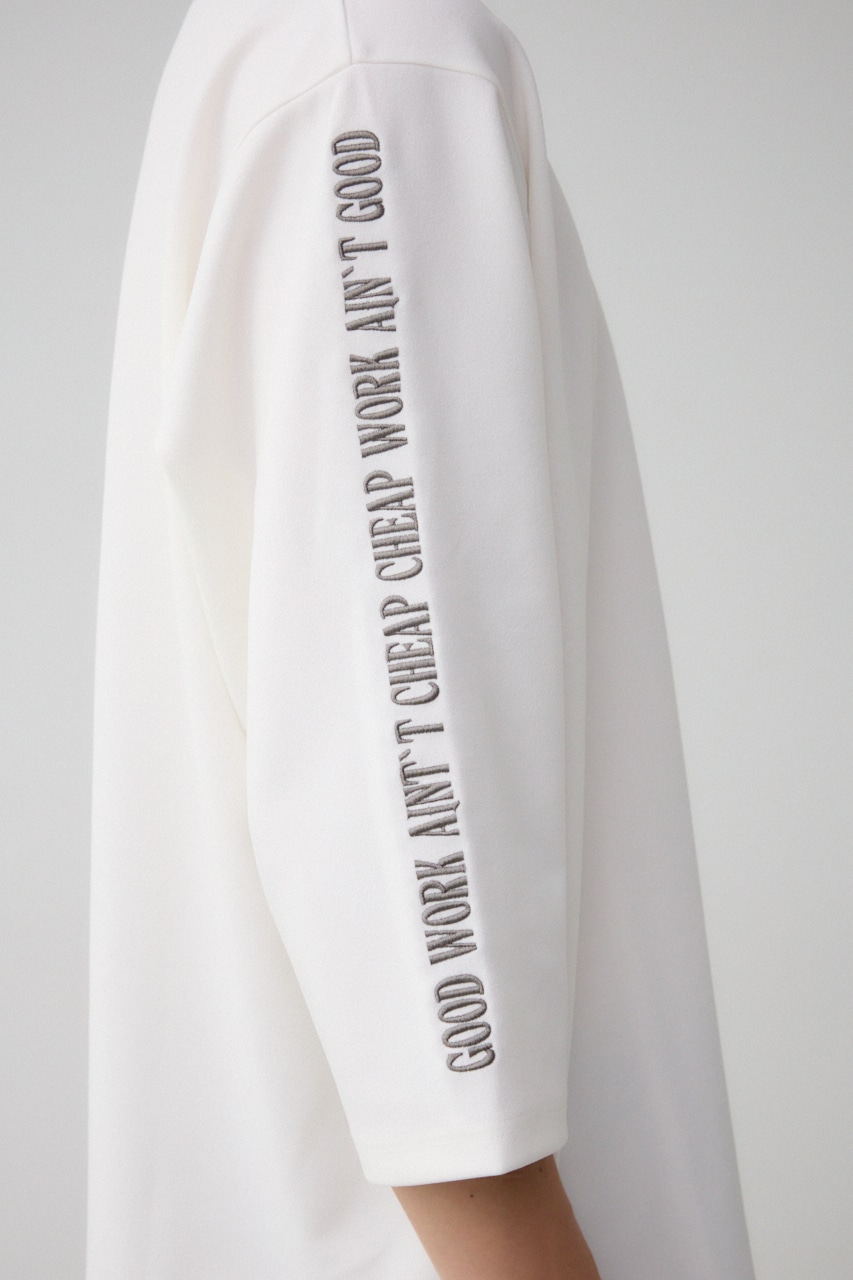 袖刺繍8分袖ビッグT WHT FREE