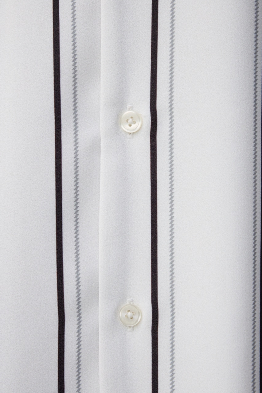 梨地マルチストライプシャツ 柄WHT M