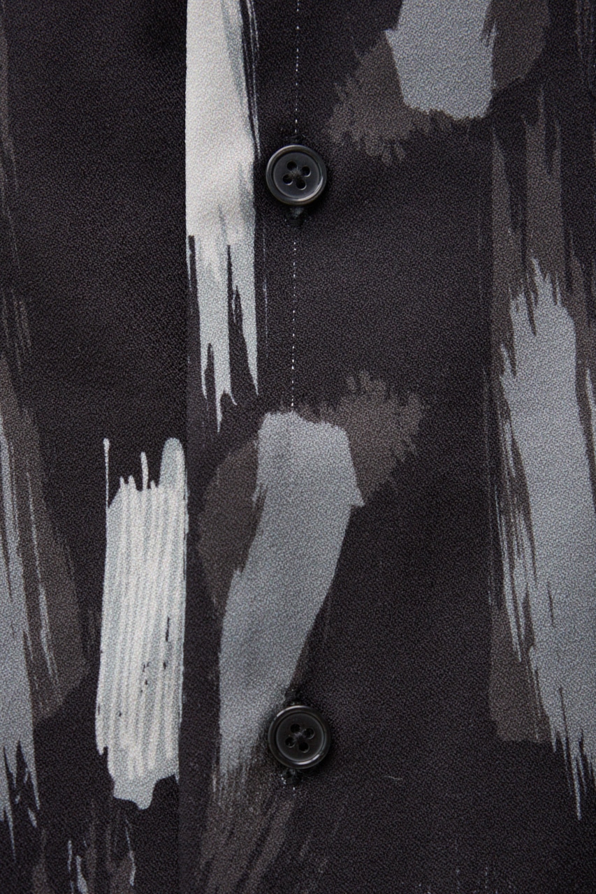 ランダムペイント開襟シャツ 柄BLK L