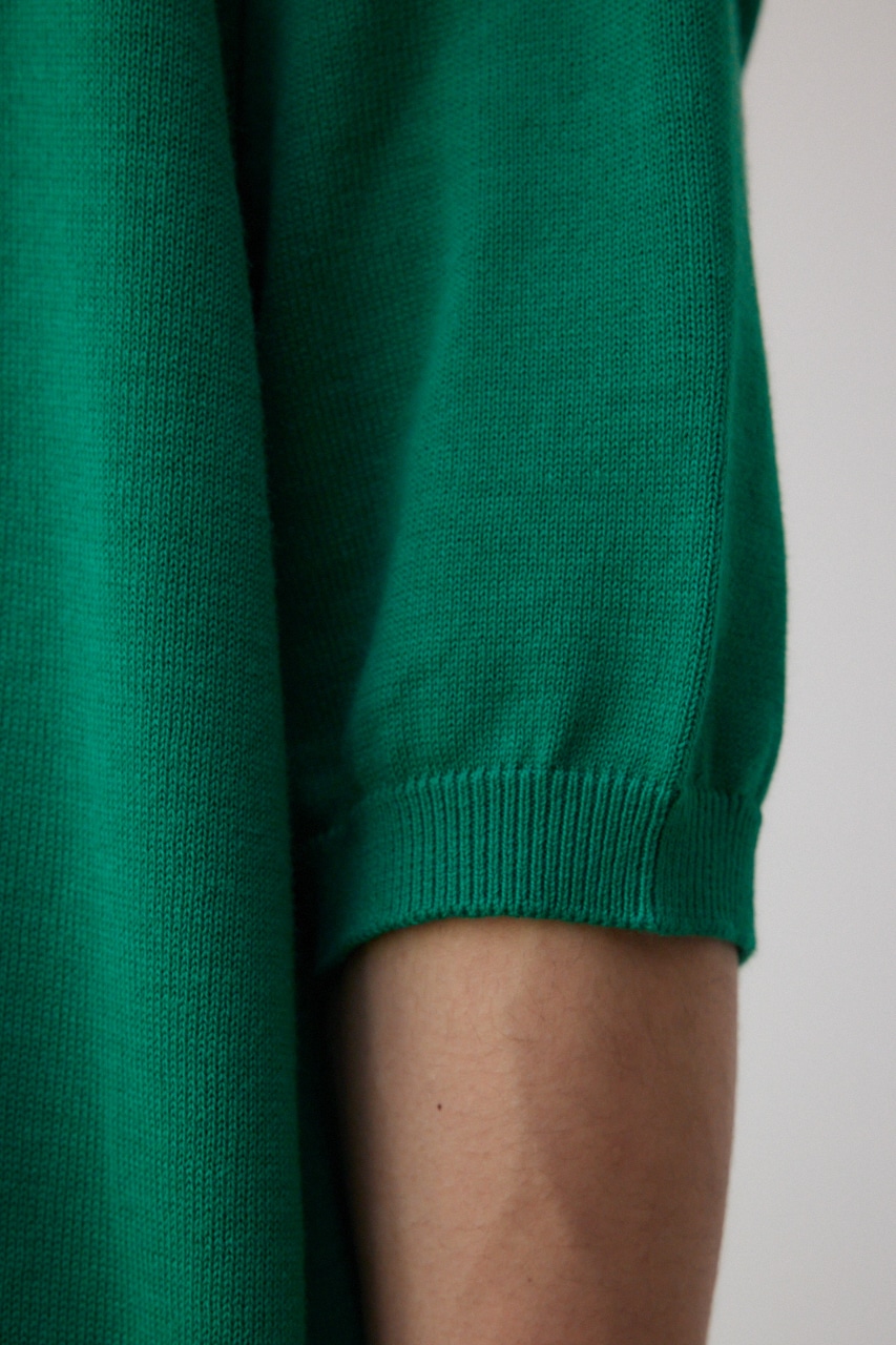 3D刺繍半袖ニットトップス GRN FREE