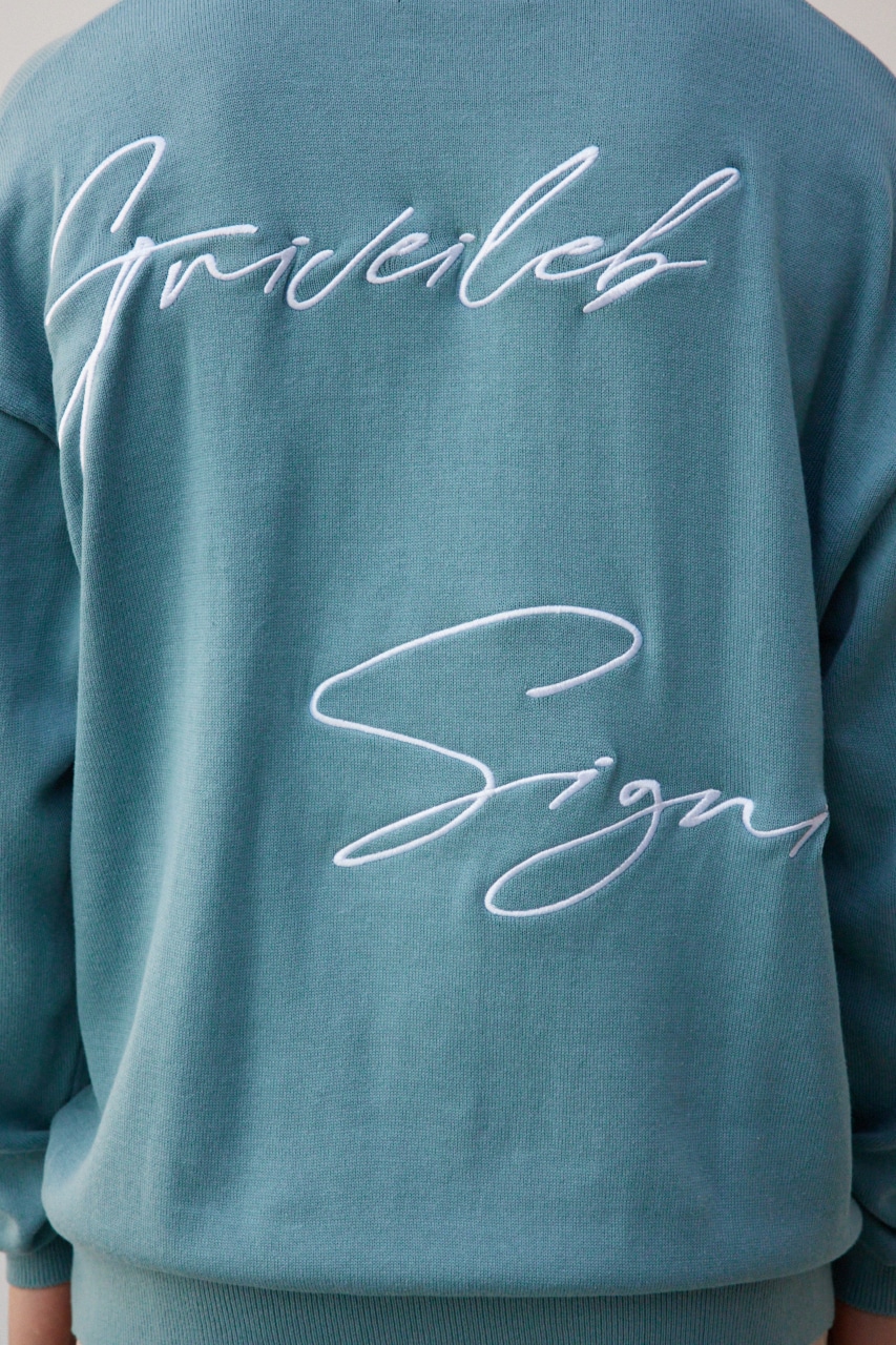 3D刺繍長袖ニットトップス L/BLU FREE