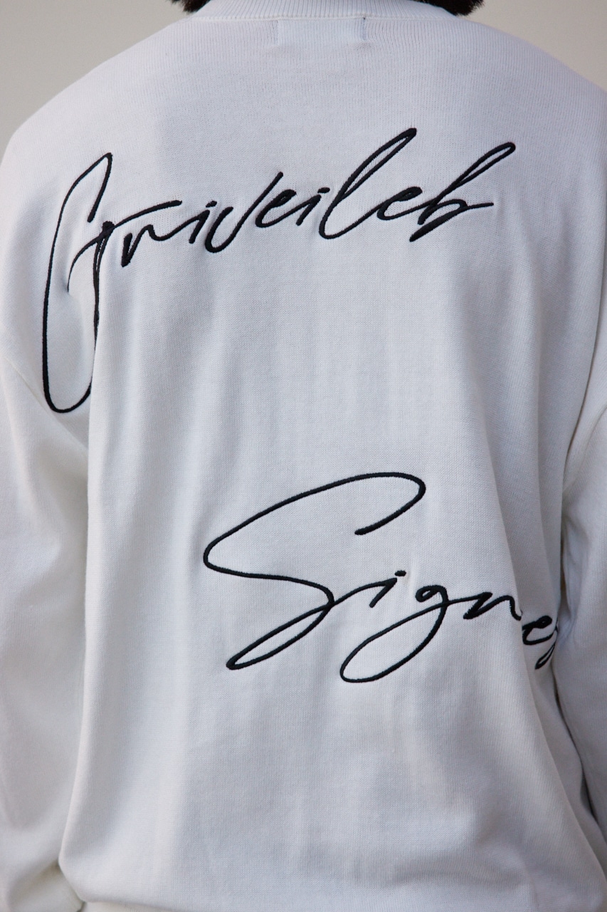 3D刺繍長袖ニットトップス WHT FREE