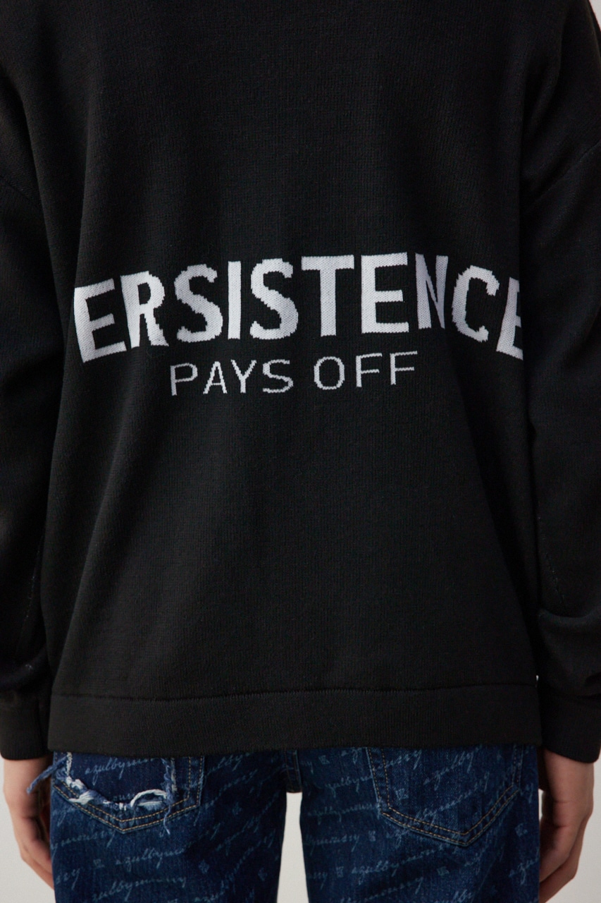 バックロゴジャガードカーディガン BLK M