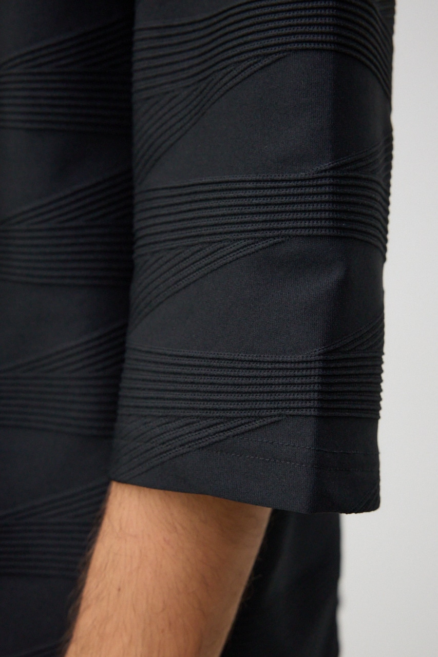 5分袖ジャガードトッパー BLK L