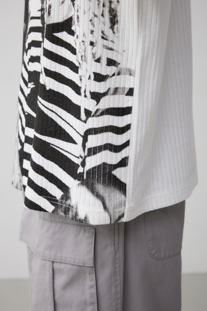 ビッグフォトプリントトップス 柄WHT FREE