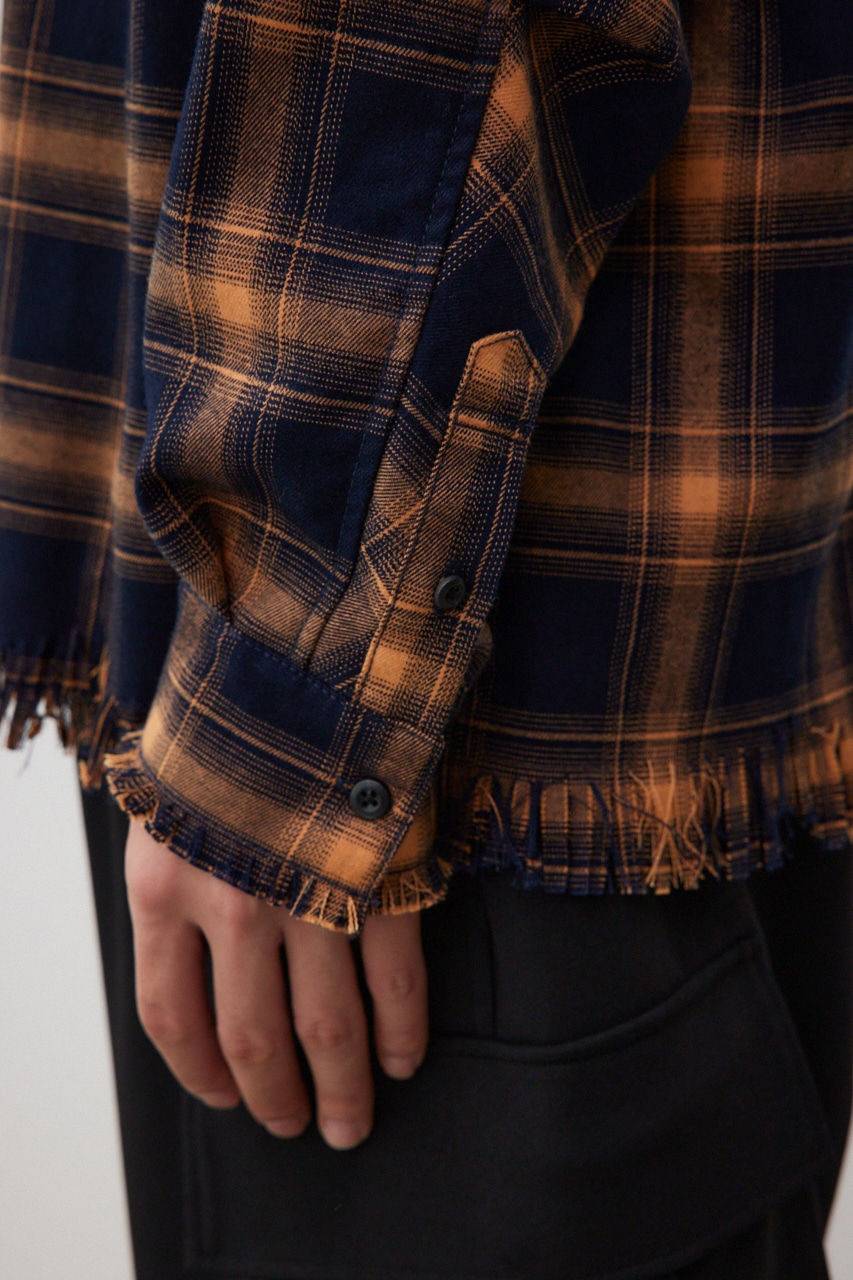 カットオフダメージシャツ 柄BEG FREE