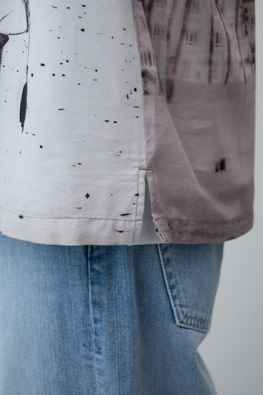 ビンテージ風サーフフォトシャツ 柄BEG FREE