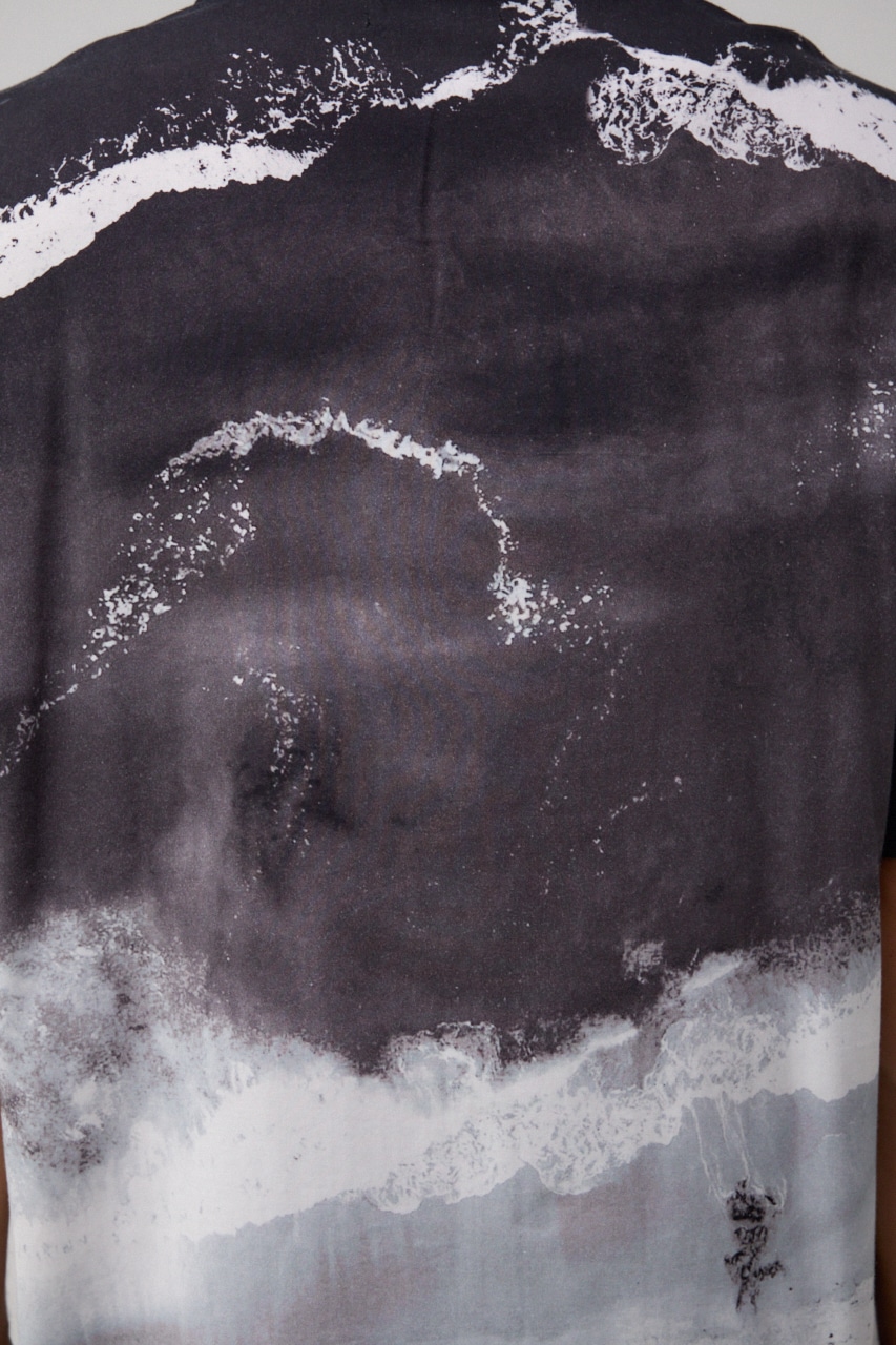 ビンテージ風サーフフォトシャツ 柄BLK FREE