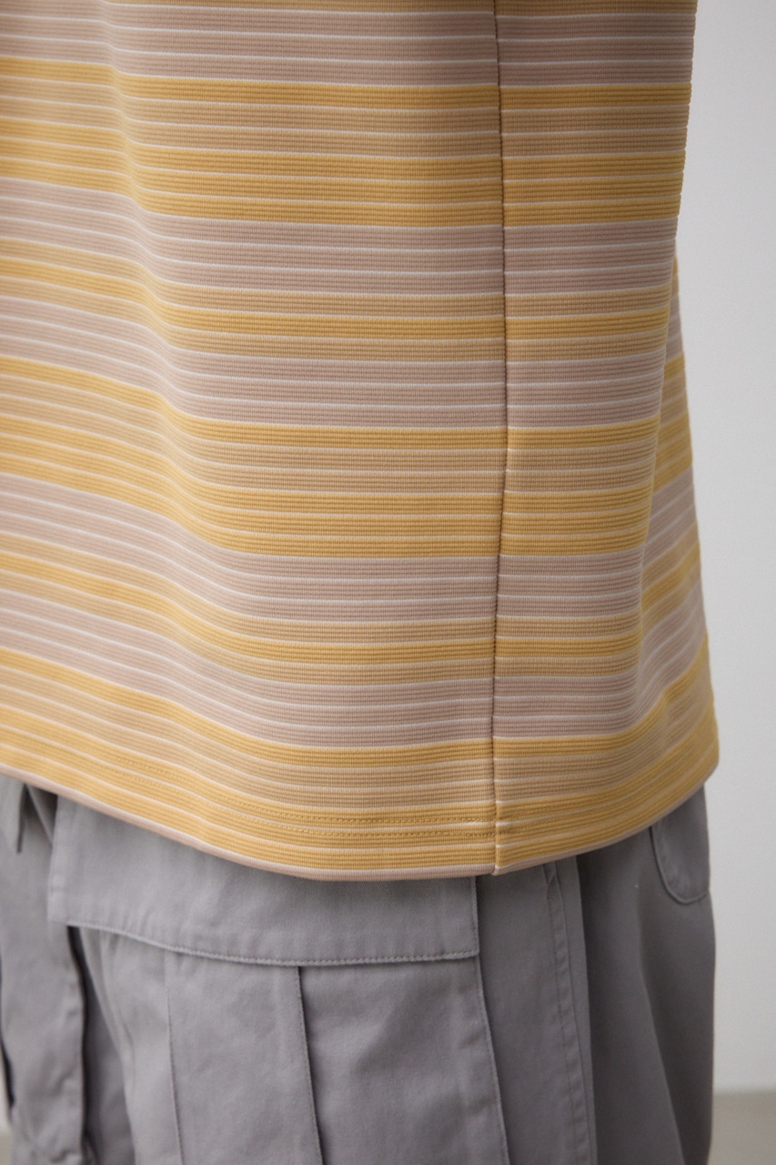 リップルジャガードボーダービッグTEE 柄BEG FREE