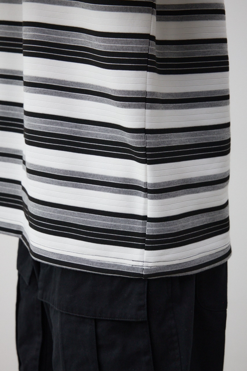 リップルジャガードボーダービッグTEE 柄WHT FREE